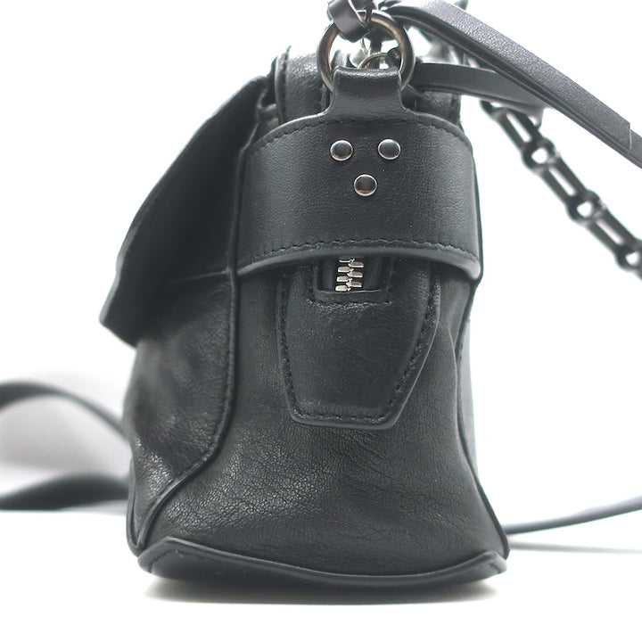Rag &amp; Bone Micro Pilot Chain Strap Crossbody Bag Black Leather