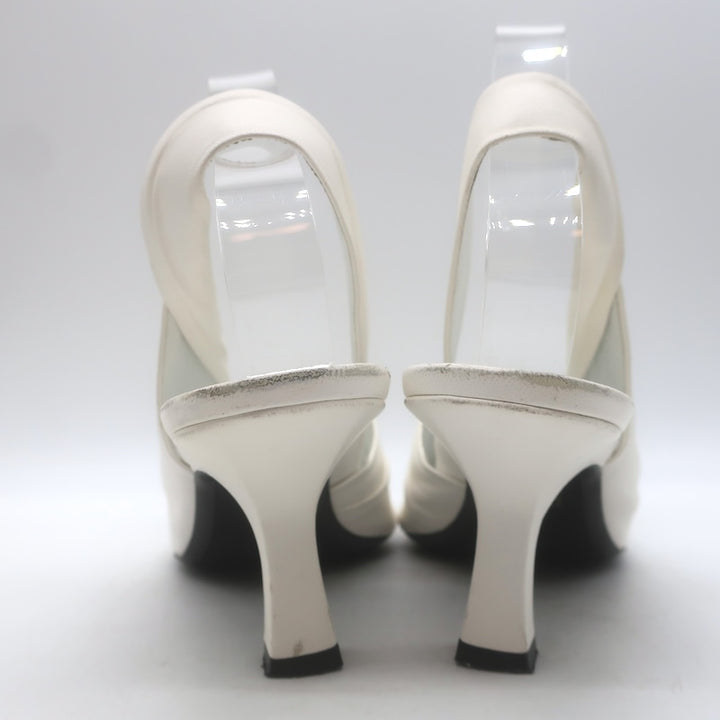 Khaite Water Slingback Pumps White Leather Size 39.5