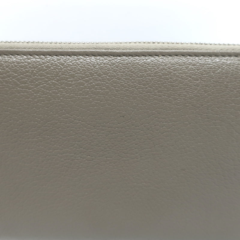 Balenciaga Metallic Edge Continental Zip Around Wallet Taupe Grained Leather