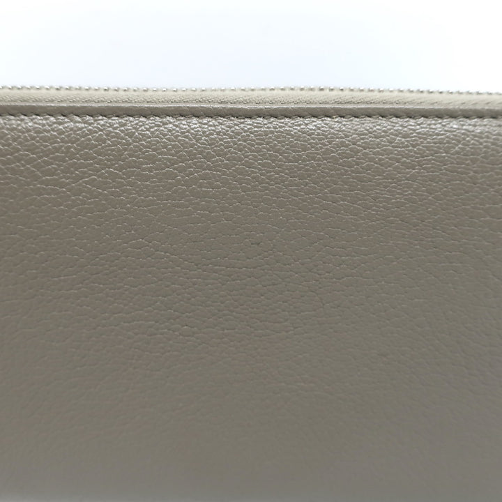 Balenciaga Metallic Edge Continental Zip Around Wallet Taupe Grained Leather