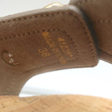 Stella McCartney Linda Cork Wedge Sandals White Faux Patent Leather Size 38