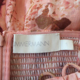 Zimmermann Rosa Midi Dress Pink Floral Print Linen Size 1