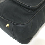 Chloe Braided Strap Front-Pocket Large Tote Black Leather-Trimmed Canvas