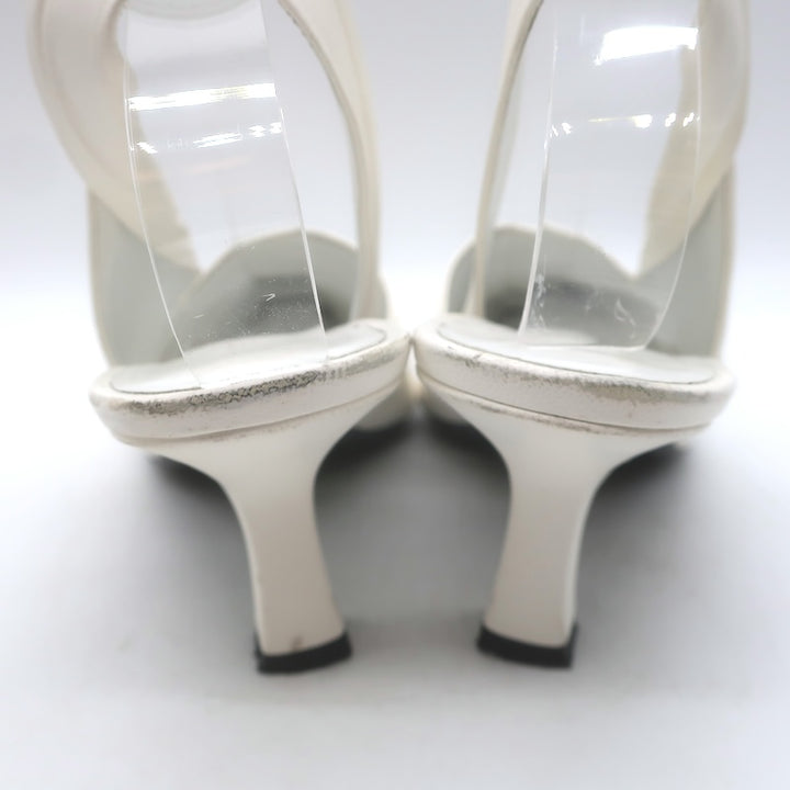 Khaite Water Slingback Pumps White Leather Size 39.5