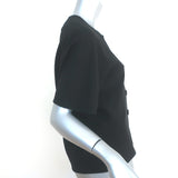 Balenciaga Button Front Blouse Black Crepe Size 40 Short Sleeve Top