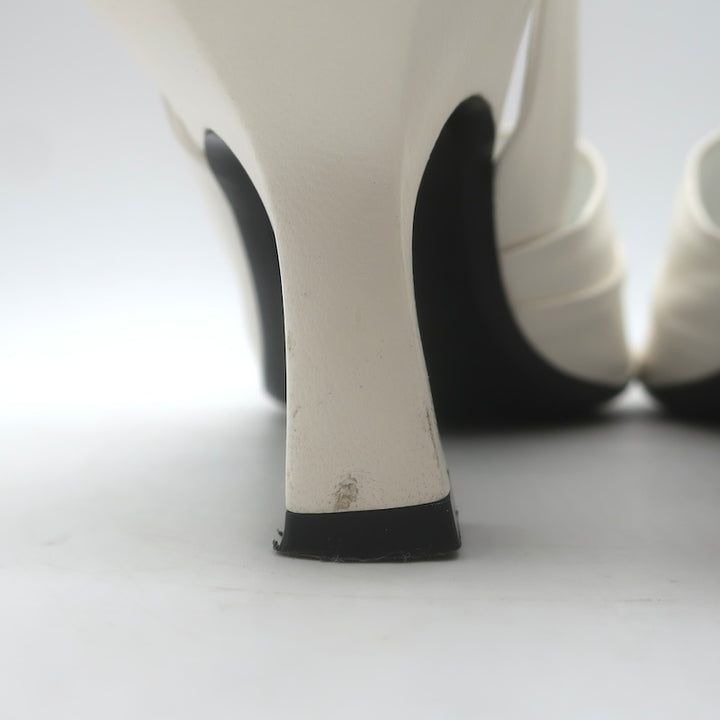 Khaite Water Slingback Pumps White Leather Size 39.5