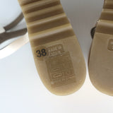 Stella McCartney Linda Cork Wedge Sandals White Faux Patent Leather Size 38