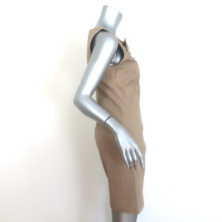 Moschino Cheap and Chic Cutout Bow Mini Dress Beige Stretch Cotton Size US 8