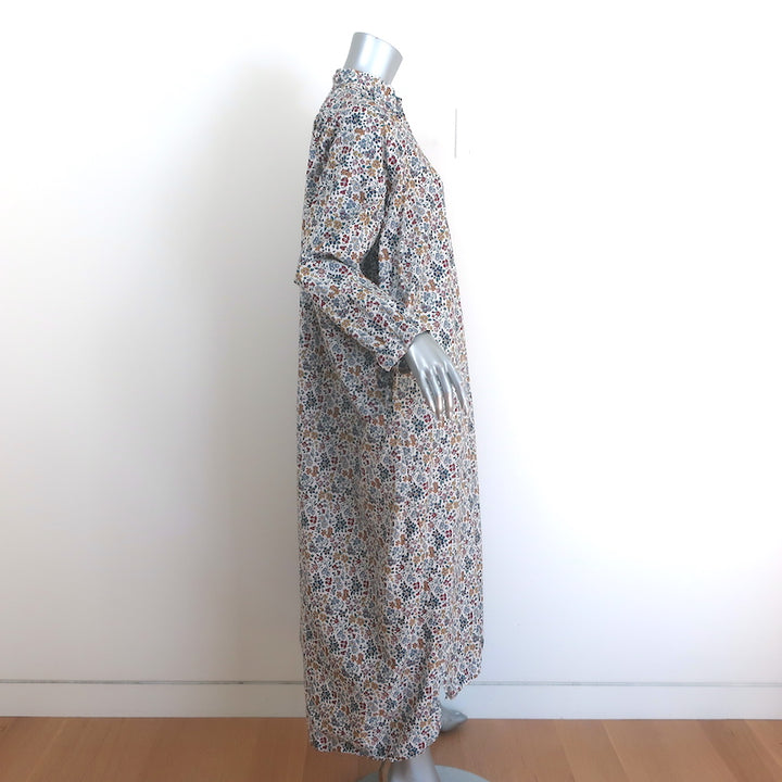 Daniela Gregis Long Sleeve Midi Dress White/Multi Floral Print Cotton One Size