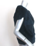 Barneys New York Rabbit Fur Short Sleeve Jacket Very Dark Navy Size Medium