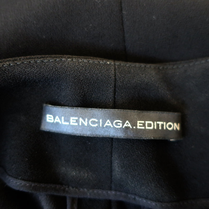 Balenciaga Button Front Blouse Black Crepe Size 40 Short Sleeve Top