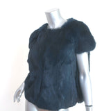 Barneys New York Rabbit Fur Short Sleeve Jacket Very Dark Navy Size Medium