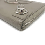 Balenciaga Metallic Edge Continental Zip Around Wallet Taupe Grained Leather