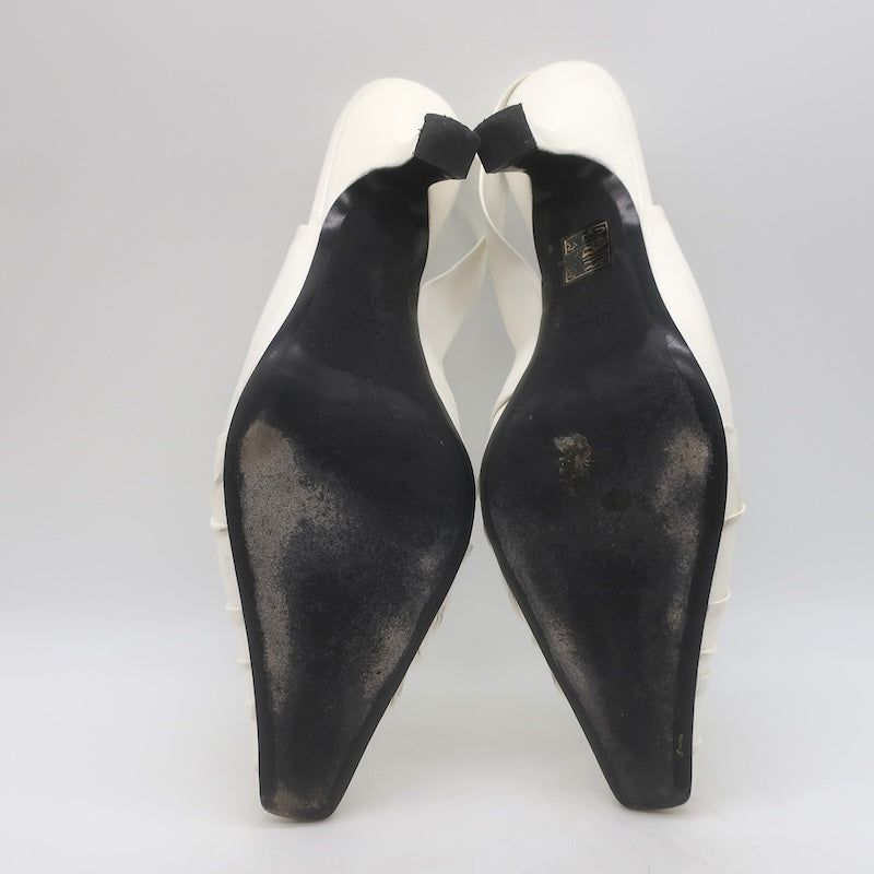 Khaite Water Slingback Pumps White Leather Size 39.5
