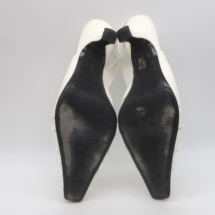 Khaite Water Slingback Pumps White Leather Size 39.5