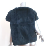 Barneys New York Rabbit Fur Short Sleeve Jacket Very Dark Navy Size Medium