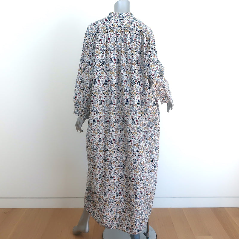 Daniela Gregis Long Sleeve Midi Dress White/Multi Floral Print Cotton One Size