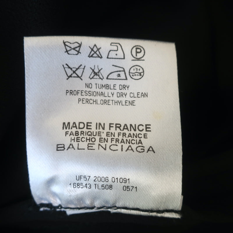 Balenciaga Button Front Blouse Black Crepe Size 40 Short Sleeve Top