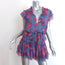 MISA Tiered Mini Dress Lilian Blue/Pink Night Blooms Print Size Extra Small