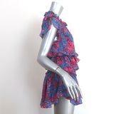 MISA Tiered Mini Dress Lilian Blue/Pink Night Blooms Print Size Extra Small