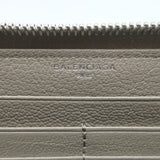 Balenciaga Metallic Edge Continental Zip Around Wallet Taupe Grained Leather