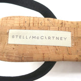 Stella McCartney Linda Cork Wedge Sandals Black Faux Patent Leather Size 38