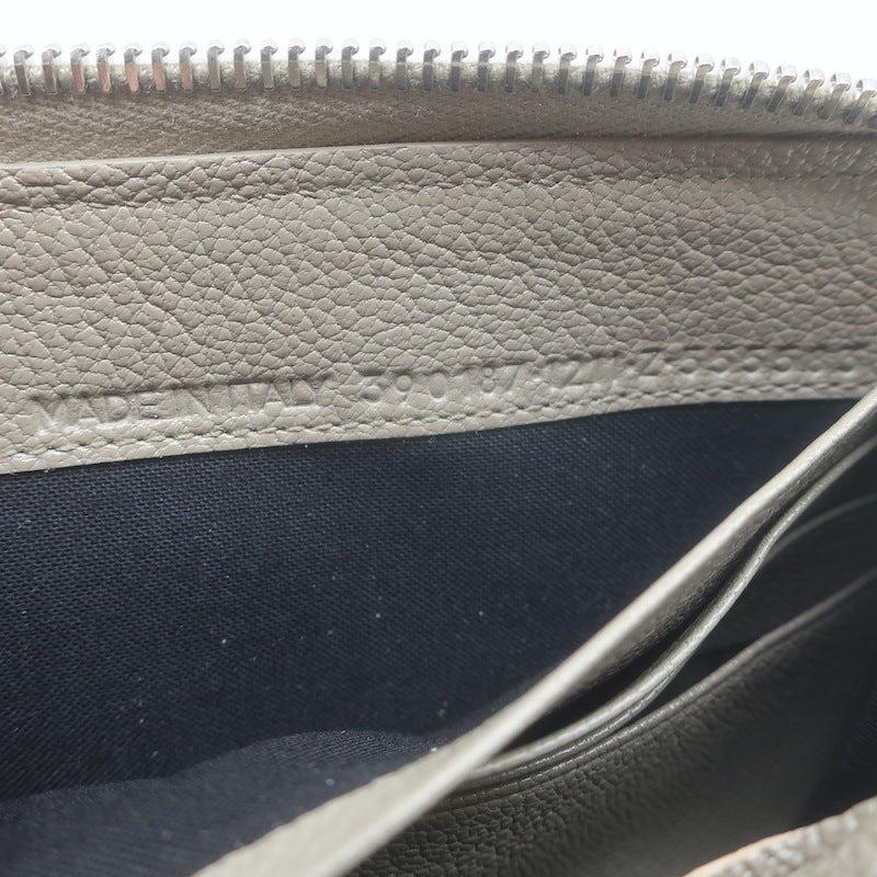 Balenciaga Metallic Edge Continental Zip Around Wallet Taupe Grained Leather
