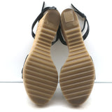 Stella McCartney Linda Cork Wedge Sandals Black Faux Patent Leather Size 38