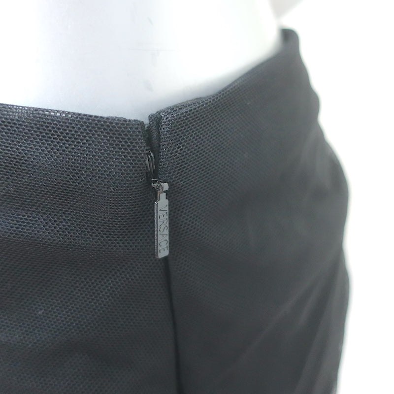 Versace Draped Mesh Pencil Skirt Black Size 42