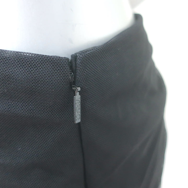 Versace Draped Mesh Pencil Skirt Black Size 42