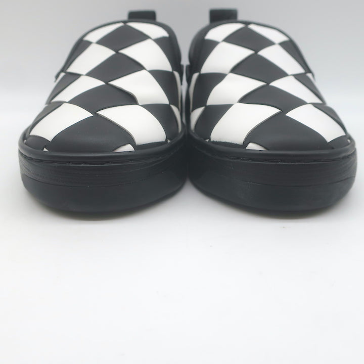 Bottega Veneta Checkerboard Intrecciato Slip-On Sneakers Black/White Size 37