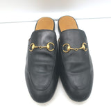 Gucci Princetown Horsebit Mules Black Leather Size 37