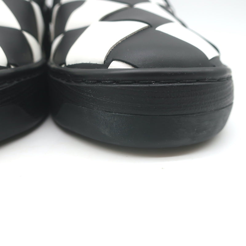 Bottega Veneta Checkerboard Intrecciato Slip-On Sneakers Black/White Size 37
