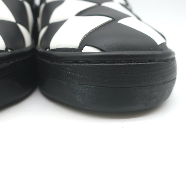Bottega Veneta Checkerboard Intrecciato Slip-On Sneakers Black/White Size 37