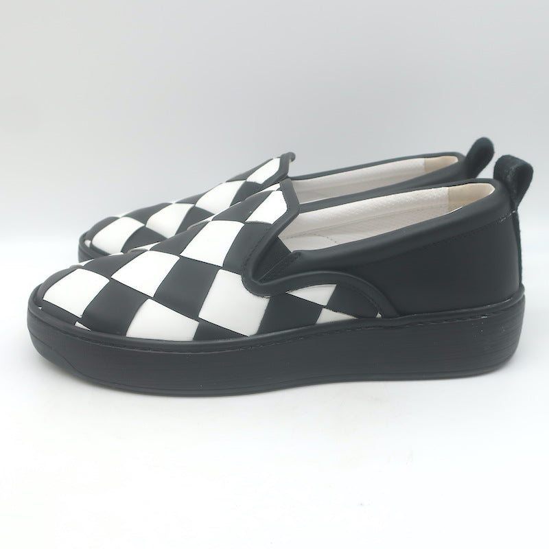 Bottega Veneta Checkerboard Intrecciato Slip-On Sneakers Black/White Size 37