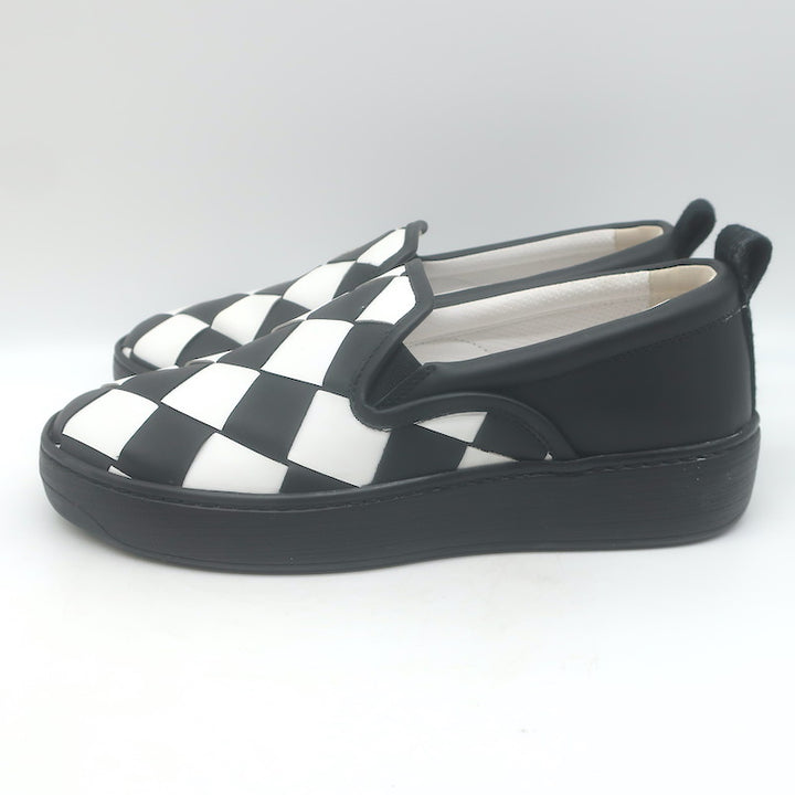 Bottega Veneta Checkerboard Intrecciato Slip-On Sneakers Black/White Size 37