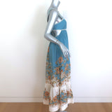 Zimmermann Chintz Tie-Back Midi Dress Blue Floral Print Ramie Size 1