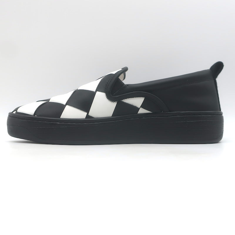 Bottega Veneta Checkerboard Intrecciato Slip-On Sneakers Black/White Size 37