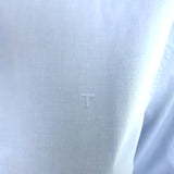 T by Alexander Wang Embroidered-Logo Button Down Shirt Blue Cotton Size Small