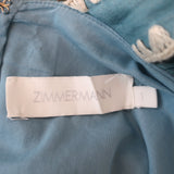 Zimmermann Chintz Tie-Back Midi Dress Blue Floral Print Ramie Size 1