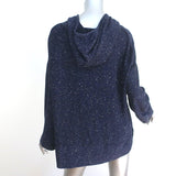 Lafayette 148 Sequin Oversized Hoodie Navy Silk-Wool Size Large Pullover Sweater