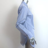 T by Alexander Wang Embroidered-Logo Button Down Shirt Blue Cotton Size Small