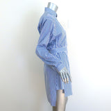 Prada Pop Stripe Shirtdress Blue/White Cotton Size 40 Long Sleeve Mini Dress