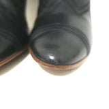 Chanel Quilted Cap Toe Wood Heel Tall Boots Black Leather Size 38.5