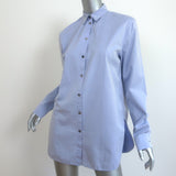 T by Alexander Wang Embroidered-Logo Button Down Shirt Blue Cotton Size Small