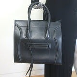 Celine Medium Phantom Luggage Tote Black Calfskin Leather