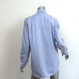 T by Alexander Wang Embroidered-Logo Button Down Shirt Blue Cotton Size Small