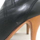 Chanel Quilted Cap Toe Wood Heel Tall Boots Black Leather Size 38.5