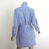 Prada Pop Stripe Shirtdress Blue/White Cotton Size 40 Long Sleeve Mini Dress