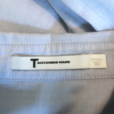 T by Alexander Wang Embroidered-Logo Button Down Shirt Blue Cotton Size Small